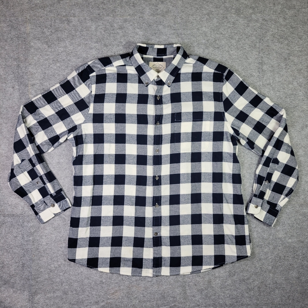 St. John's Bay Super Soft Black White Checkered Flannel Button up Men's Size XL